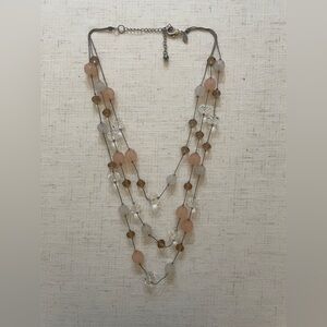 Chico’s - Elegant Multi-Strand Light Pink Beaded Necklace